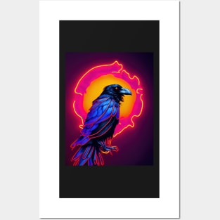 Raven Halloween Neon Posters and Art